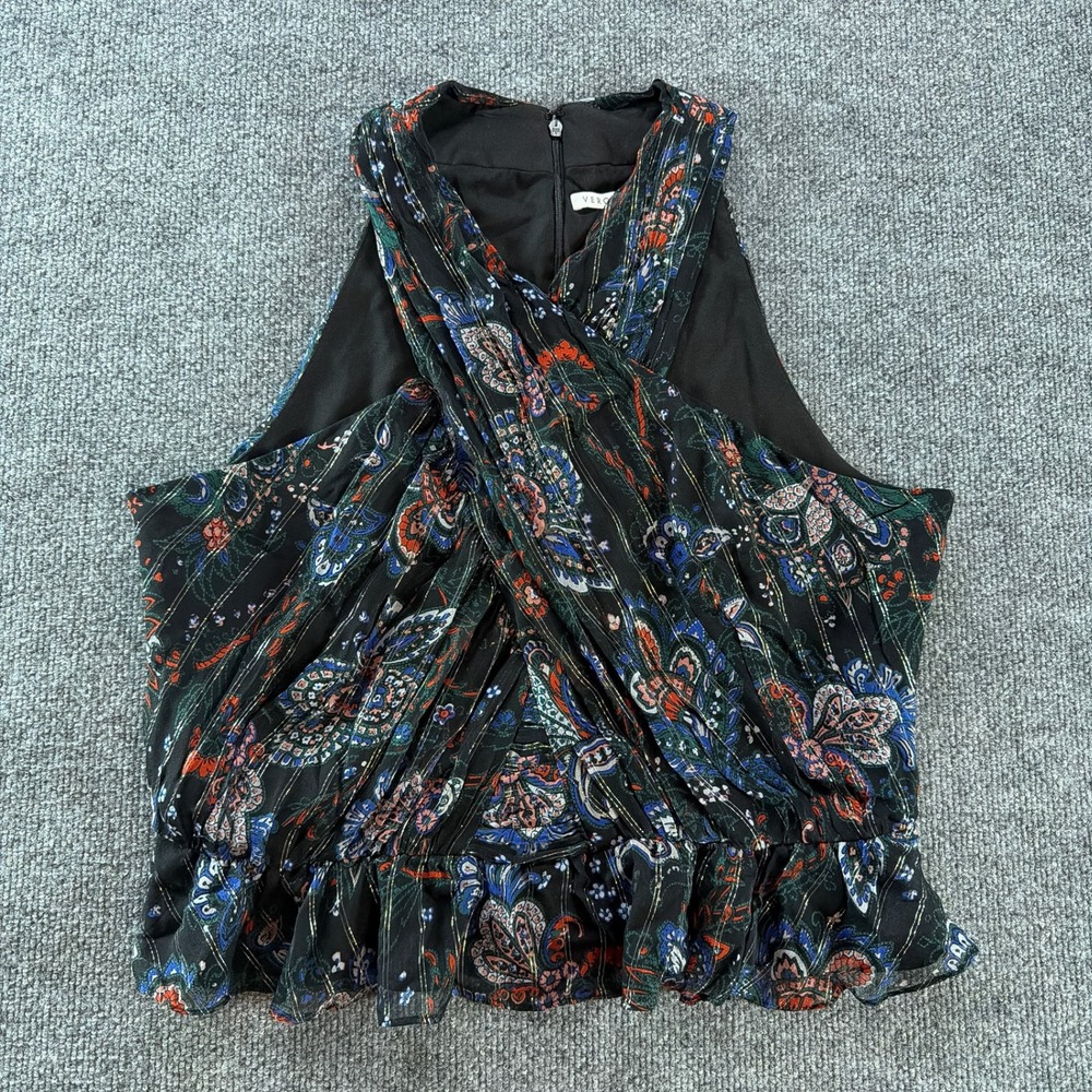 Veronica Beard Paisley Silk Halter Top Black Going Out Wedding Office Blouse 16‎